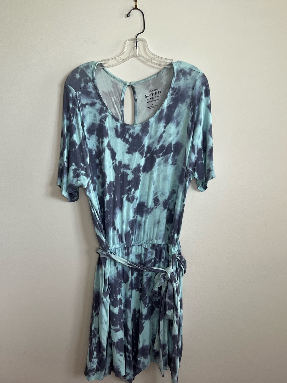 torrid Aqua & Charcoal Tie-Dye Scoop Neck Romper